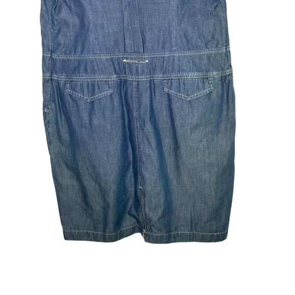 Sportsmax Code Womens Denim Dress 12 Pockets Minimalist Quiet Luxury Blue - Picture 9 of 12